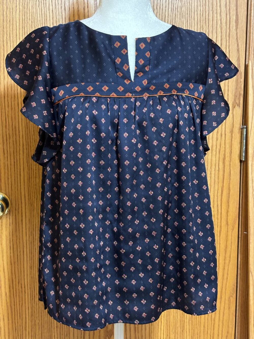 Loft Petite Small Smock Blouse W/butterfly Sleeves